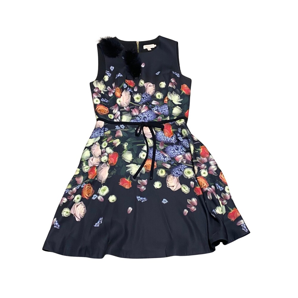 TED BAKER Kensington Floral print fit & flare full skirt bow dress